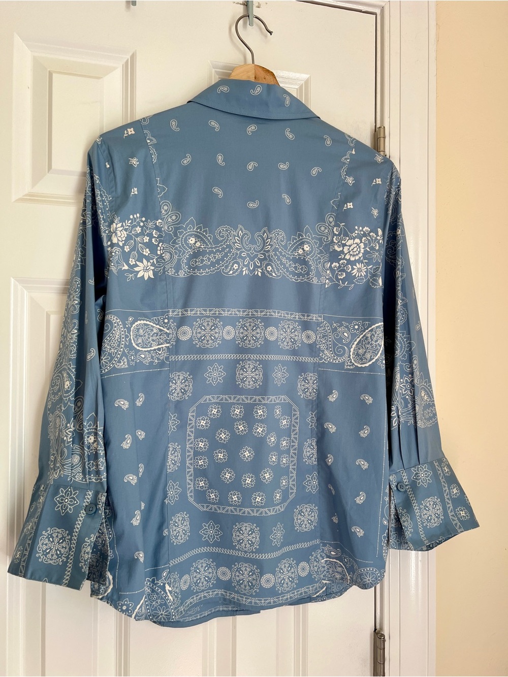 Coldwater Creek Slate Blue Paisley Button-Up Medium - Picture 2 of 9